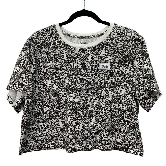 Vans off the Wall Womens Size Large Cheetah Zebra Cotton Crop Shirt Top Tee - Picture 1 of 9